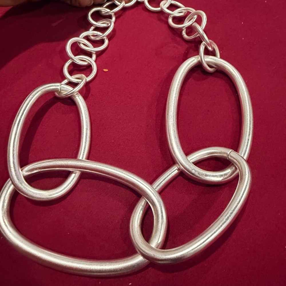 Bold Silver Statement Necklace - image 2